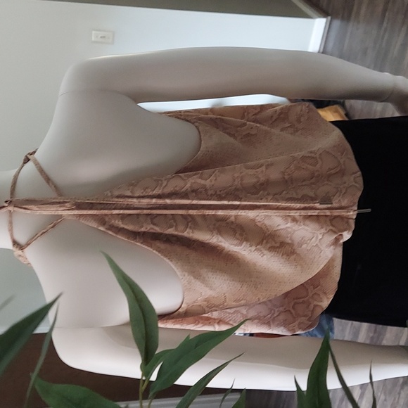 BCBG MaxAzria faux wrap Bare Pink Python Bodysuit - Picture 5 of 8